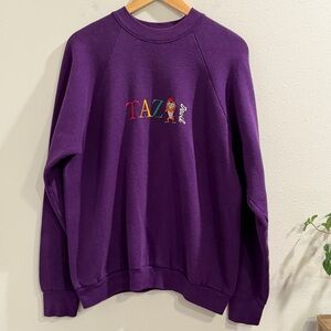 Vintage Fruit Of The Loom XL Looney Tunes Taz Devil Sweatshirt USA Embroidered